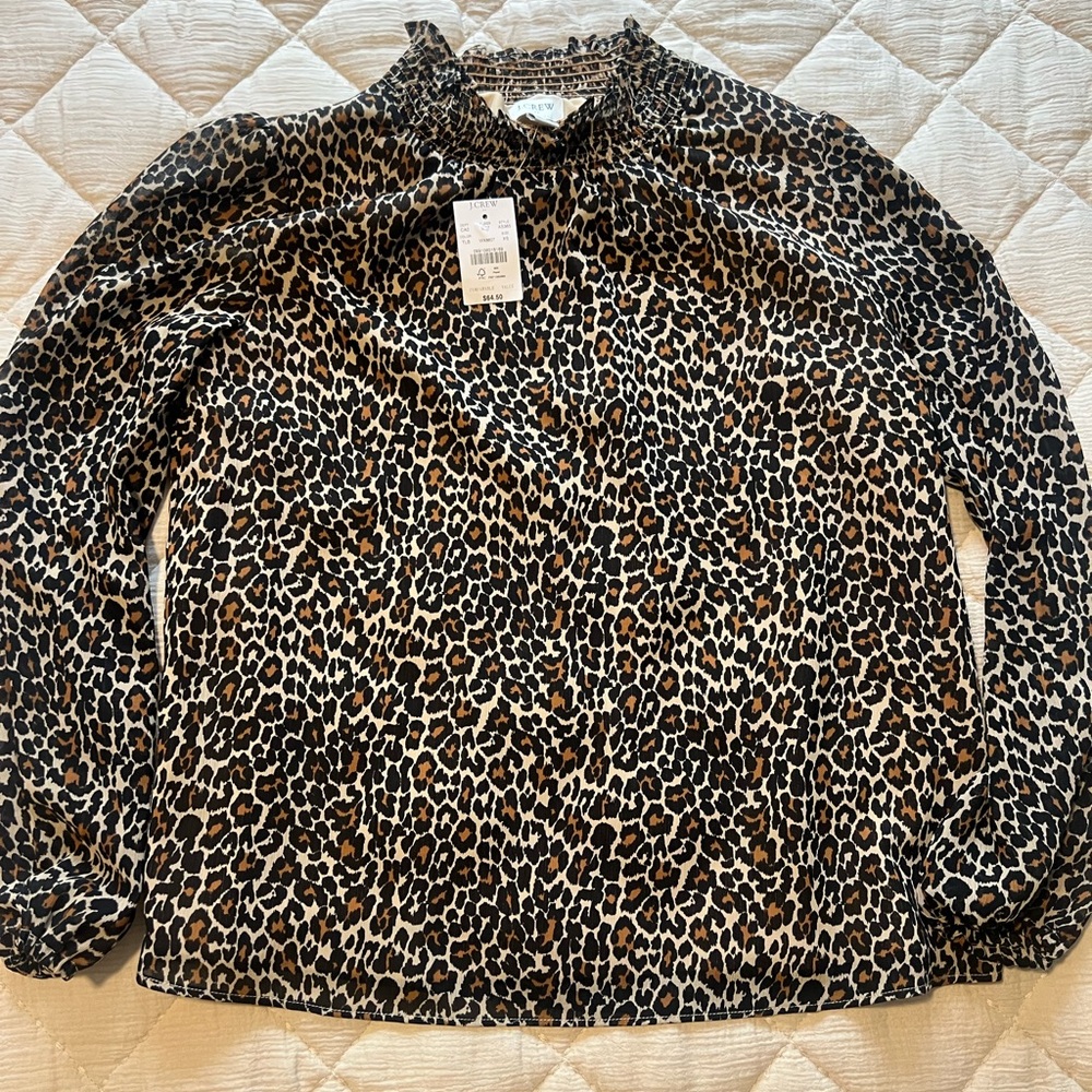 Leopard Print Long Sleeve Blouse